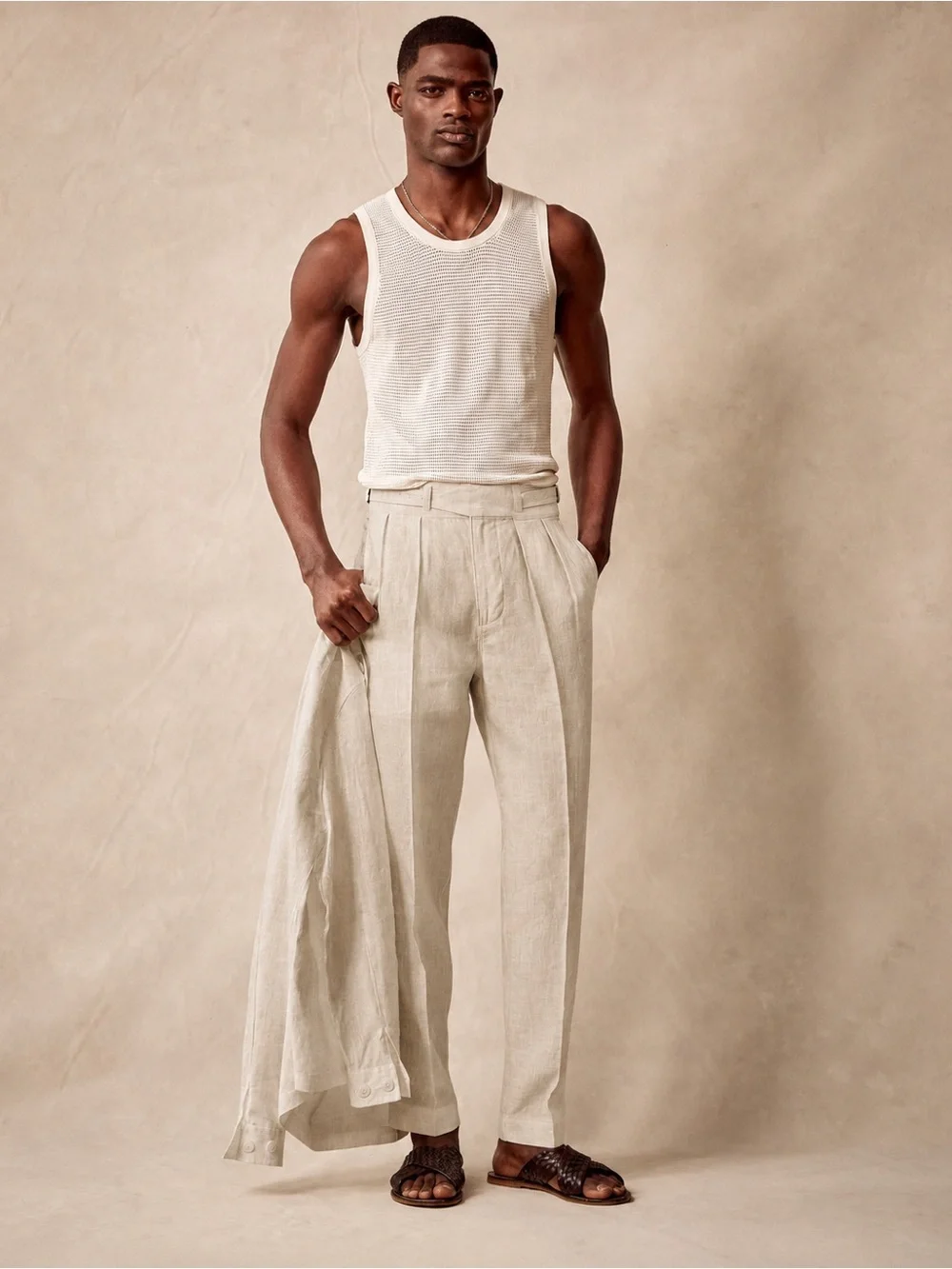 Todd Snyder Linen Gurkha Trouser in Light Khaki, 34 x 32
